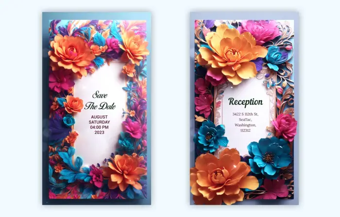 Innovative 3D Floral Wedding Invitation Instagram Story